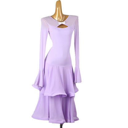 Customisable-Women's Long Sleeve Modern Dance Performance Dress Ballroom Dance Dress