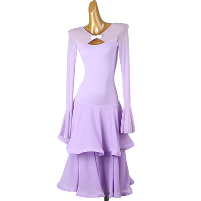 Customisable-Women's Long Sleeve Modern Dance Performance Dress Ballroom Dance Dress