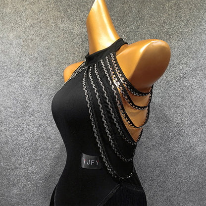 Women's Spandex Splicing Tassel Dance Dress Dance Wear Training Performance Dress
