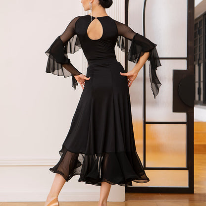 TID-Women's Black Organza Swing Modern Ballroom Waltz Dance Skirts DanceWear