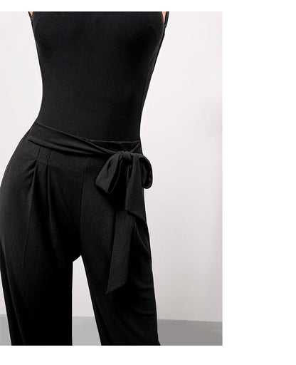 Z Women's Strap Stretch Straight Pants Latin Dance Wear Training Performance Pants