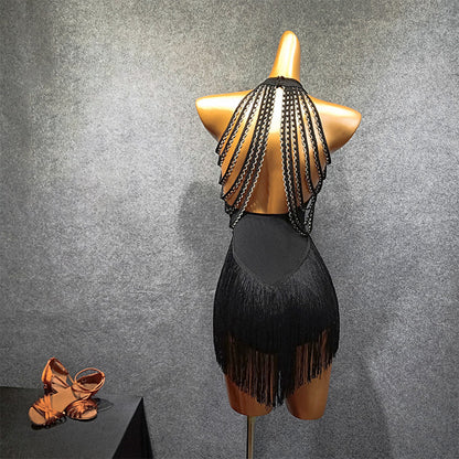 Women's Spandex Splicing Tassel Dance Dress Dance Wear Training Performance Dress