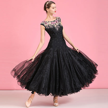 Women's Sleeveless Floral Print Ballroom Dance Costume Dress Modern Dance Swing Dress Training Performance Dance Wear