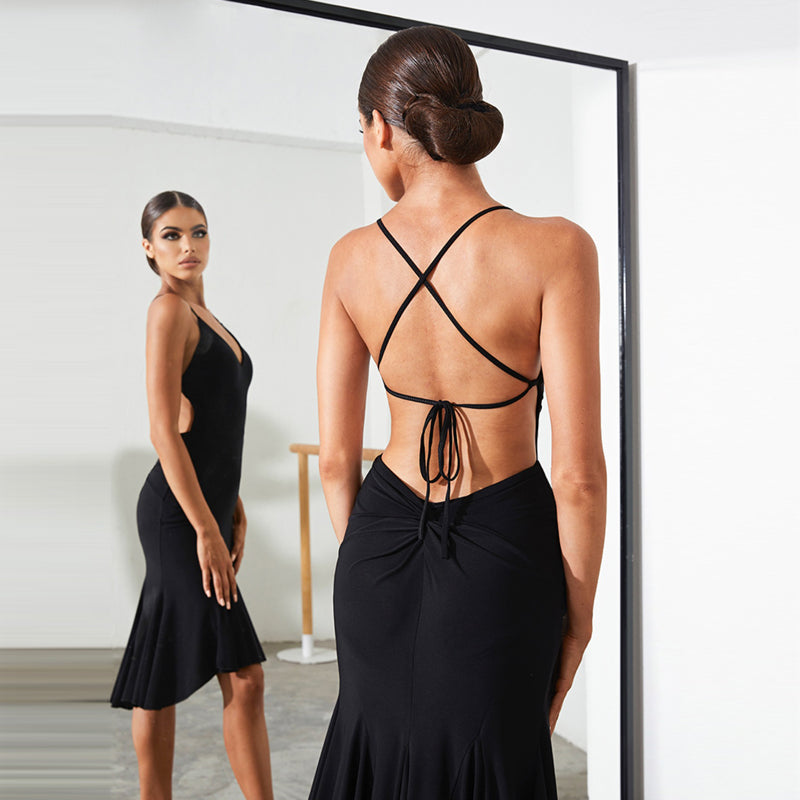 Z Women's Milk Silk Strapless Backless Dance Dress DanceWear