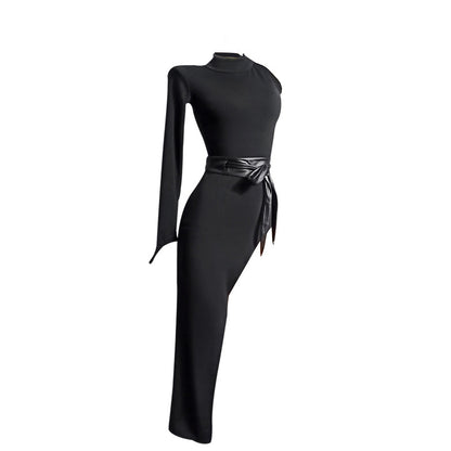 Women's Milk Silk Fabric Hollow-out Latin Dance Dress Dance Wear Training Performance Dress