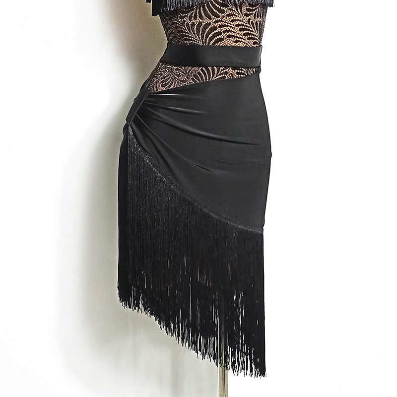 Women's Milk Silk Tassel Dance Skirt Training Performance Dancewear