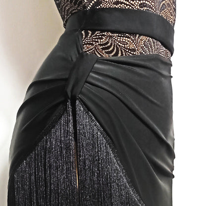 Women's Milk Silk Tassel Dance Skirt Training Performance Dancewear