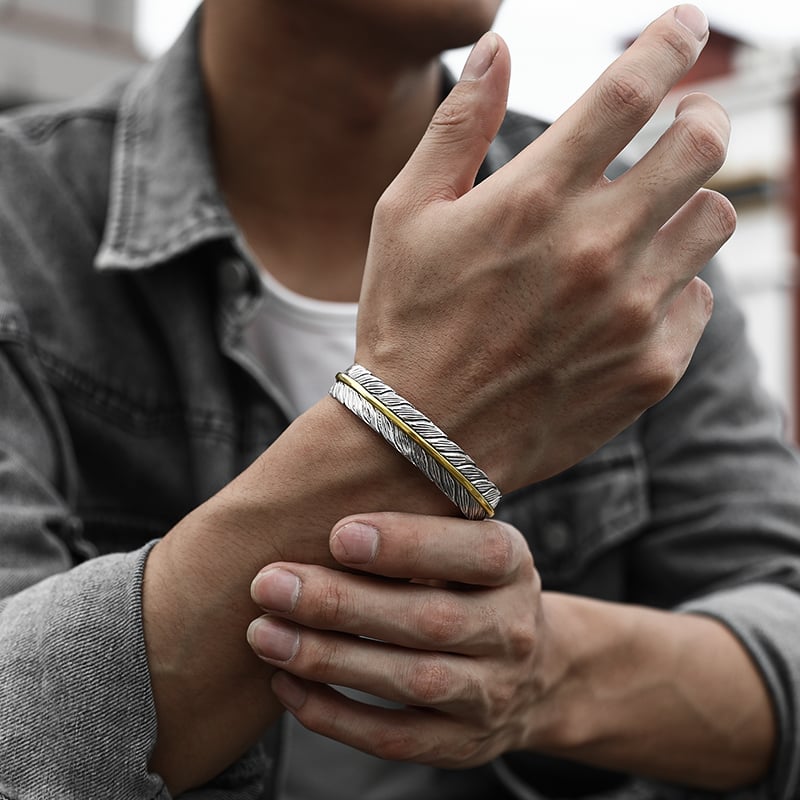 [On Mega Sale]Handcrafted Silver Feather Bracelets