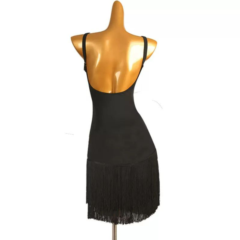 Customisable-Women's Black V-Neck DanceWear Dance Dress Performance Wear