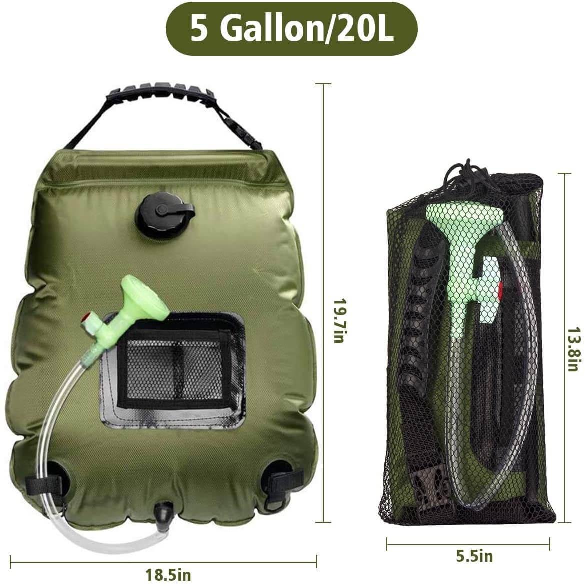 [Affordable and Portable]20 L / 5 Gallons Portable Camping Solar Shower