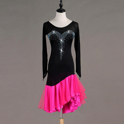 Customisable-Spandex Crystals Latin Dance Dress Competition Dress Performance Dress