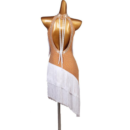 Customisable-Spandex Crystals Latin Dance Dress Competition Dress Performance Dress