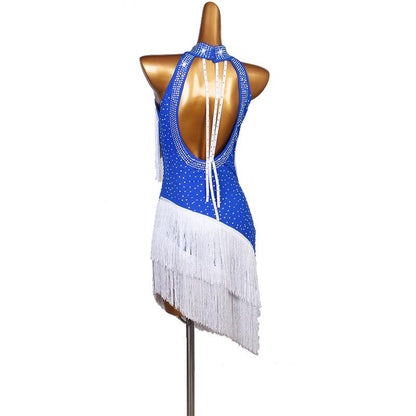 Customisable-Spandex Crystals Latin Dance Dress Competition Dress Performance Dress