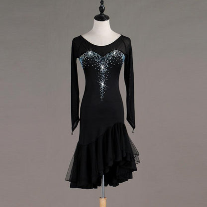 Customisable-Spandex Crystals Latin Dance Dress Competition Dress Performance Dress