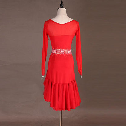 Customisable-Spandex Crystals Latin Dance Dress Competition Dress Performance Dress